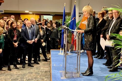 Voeux 2023 discours de la présidente du Département de l'Aude Hélène Sandragné aux personnalités